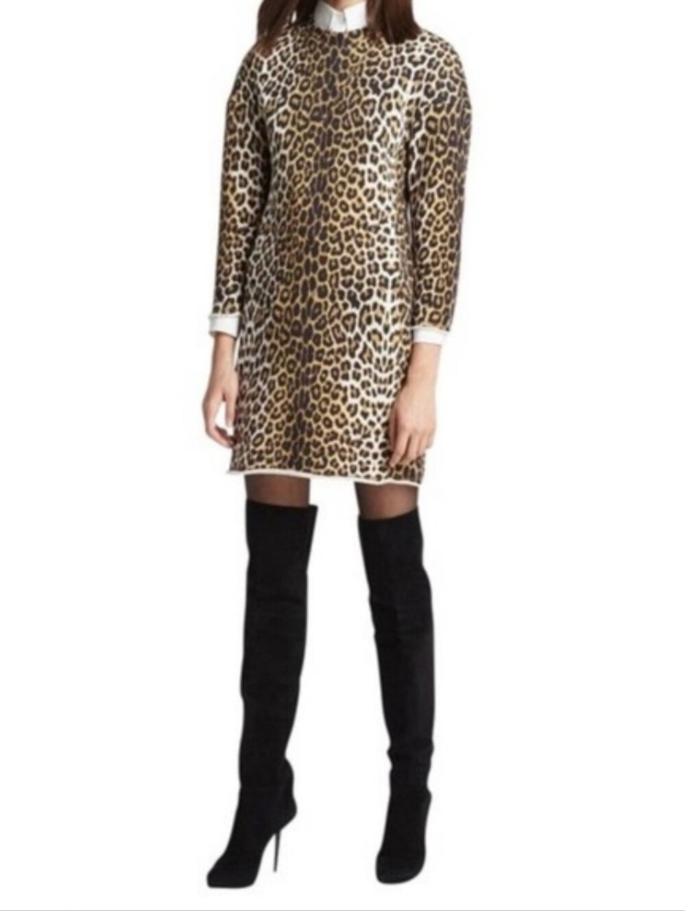 3.1 Phillip Lim Leopard Print Shift Dress in Brown and Black Size Medium
